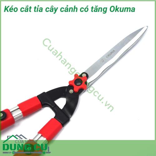 Kéo cắt tỉa hàng rào cây cảnh cán tăng Okuma phục vụ công việc cắt tỉa hàng rào bãi cỏ tạo dáng cây xanh, hỗ trợ bạn trong công việc làm vườn một cách hiệu quả. Mẫu kéo có thể thu ngắn hoặc vươn dài rất tiện lợi để cắt tầm xa tầm cao mà không phải với. 