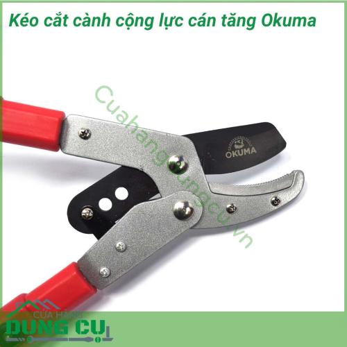 Kéo cắt cành cộng lực cán tăng Okuma được dùng để cắt, tỉa cành nhánh, là dụng cụ hỗ trợ cho người làm vườn. Kéo được chế tạo từ chất liệu thép cao cấp, lưỡi kéo sắc bén dễ dàng cắt cành một cách nhanh chóng.