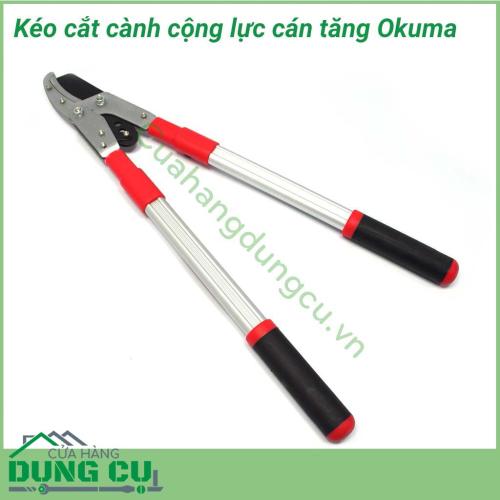 Kéo cắt cành cộng lực cán tăng Okuma được dùng để cắt, tỉa cành nhánh, là dụng cụ hỗ trợ cho người làm vườn. Kéo được chế tạo từ chất liệu thép cao cấp, lưỡi kéo sắc bén dễ dàng cắt cành một cách nhanh chóng.