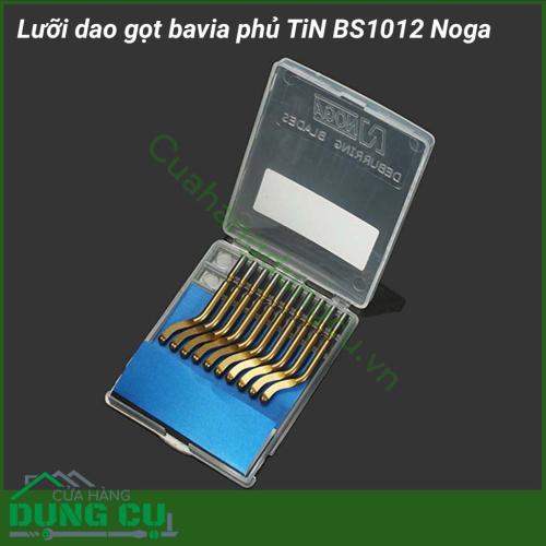 Lưỡi dao cạo bavia phủ TiN Noga BS1012 sản phẩm có độ bền cao, đọ cứng đạt 62-65 HRC với lưỡi cắt vô cùng sắc bén. Đây là dụng cụ cầm tay hữu ích có khả năng cắt, gọt, cạo trên nhiều bề mặt khác nhau như: gỗ, nhựa, nhôm, sắt, thép, kim loại mỏng,…