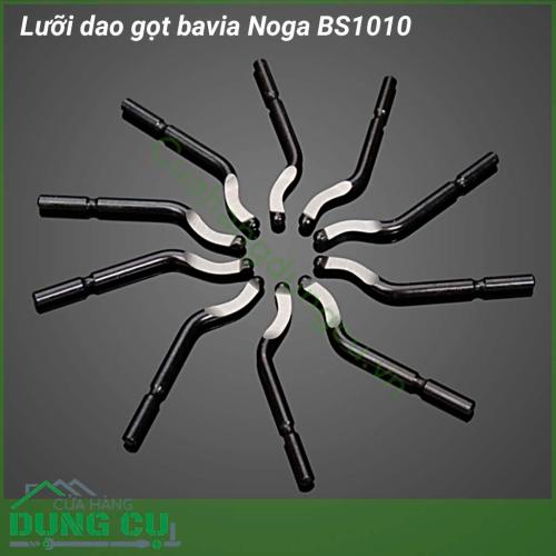 Lưỡi dao gọt bavia Noga BS1010 có độ bền cao, độ cứng đạt 62-65 HRC với lưỡi cắt vô cùng sắc bén. Đây là dụng cụ cầm tay hữu ích có khả năng cắt, gọt, cạo trên nhiều bề mặt khác nhau như: nhôm, sắt, thép, kim loại mỏng,…