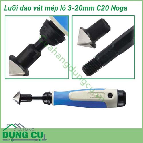 Lưỡi dao vát mép lỗ 3-20mm C20 Noga dùng vát mép lỗ có đường kính từ 3~20mm. Sử dụng cùng với đầu nối CH3000 và cán NG-3 để đạt được hiệu quả công việc tốt nhất.