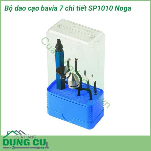 Bộ dao cạo bavia 7 chi tiết SP1010 Noga sử dụng để lấy dấu sử dụng lưỡi D50. Cạo bavia lưỡi D50, S20, S100, S150. Vát mép lỗ (RD16.5)  và vát mép trục lưỡi RDE18 