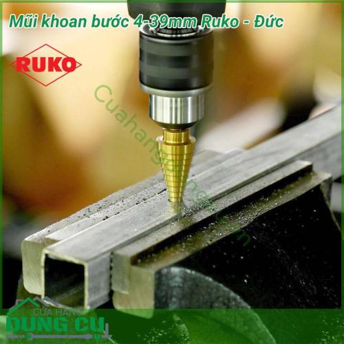 Mũi khoan bước 4-39mm Ruko - Đức 101056T là một mũi khoan bước thẳng với 1 mũi khoan tạo được nhiều cỡ lỗ khác nhau từ 4-39 mm. Một mũi khoan bước có thể thay thế cho nhiều mũi khoan đường kính khác nhau.