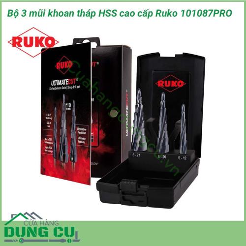 Bộ mũi khoan tháp bước xoắn HSS Ruko cao cấp 101087PRO là một sản phẩm cao cấp đến từ Đức được phủ nano có độ cứng cực cao RUnaTEC. Khoan được đa dạng các loại vật liệu như: kim loại và phi kim loại. Mũi có khả độ cứng và khả năng chịu nhiệt cực cao.