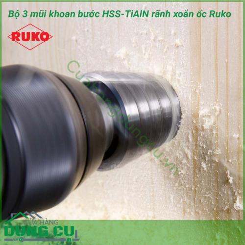 Bộ 3 Mũi khoan bước Ruko-HSS-TiAlN cao cấp 101026FRO là một sản phẩm cao cấp đến từ Đức được phủ thêm lớp Nito – Nhôm – Titan phù hợp cho phần hoàn thiện vì độ cứng bề mặt xấp xỉ 3000HV, phù hợp cho thép, thép đúc, hợp kim màu, thép trắng. 