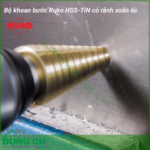 Hộp mũi khoan nón xoắn ốc thép HSS-TiN Ruko 101026T là một sản phẩm cao cấp của thương hiệu Ruko đến từ Đức. Mũi khoan Ruko được thiết kế hình nón gồm nhiều đường kính trên cùng 1 mũi khoan. 