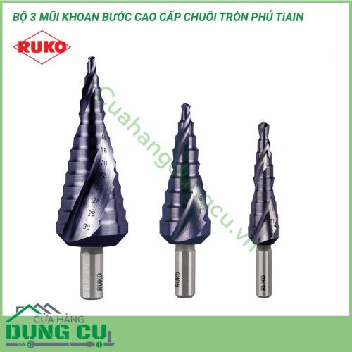 Bộ 3 mũi khoan cao cấp Ruko chuôi tròn phủ TiAlN 101026F là một sản phẩm cao cấp của thương hiệu Ruko đến từ Đức. Mũi khoan Ruko được thiết kế dạng xoắn ốc, nhiều tầng gồm nhiều đường kính trên cùng 1 mũi khoan. 