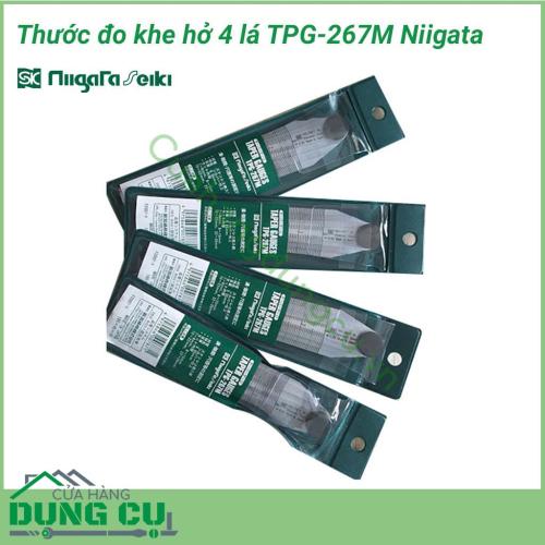 Thước đo khe hở 4 lá TPG-267M Niigata được làm bằng thép không gỉ nên có độ sáng bóng, đảm bảo độ bền tính chính xác, kích thước nhỏ gọn, thao tác đơn giản. Thước đo khe hở sử dụng để đo bề rộng rãnh, đo khe hở, đo đường kính lỗ, đo khe hở mối hàn,...