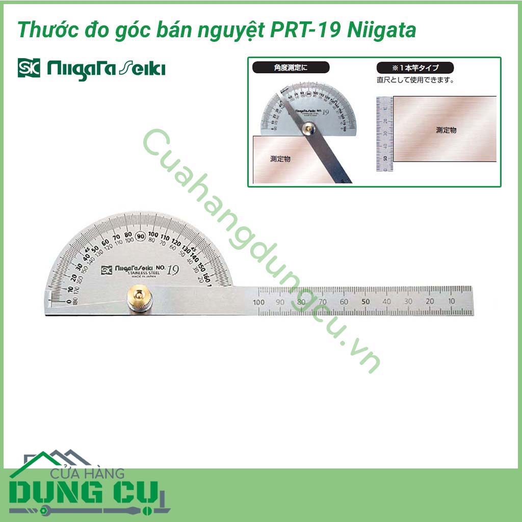 Thước đo góc bán nguyệt PRT-19 Niigata được làm inox cao cấp của nhật rất chất lượng, bóng sáng, có độ cứng cao, không bị mài mòn và gỉ sét sau thời gian dài sử dụng. Thước đo góc Niigata dùng để đo góc…