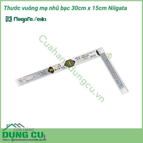 Thước vuông mạ nhũ bạc 30cm x 15cm Niigata được ứng dụng nhiều trong ngành mộc, xây dựng, cơ khí... Với khoảng đo 30x15 giúp bạn có thể sử dụng, ứng dụng linh hoạt với độ chính xác cao.