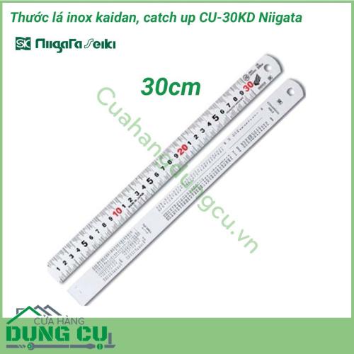 Thước lá inox kaidan, catch up 30cm CU-30KD Niigata được sản xuất trên dây chuyền hiện đại của Nhật, nó đảm bảo chắc chắn, cứng cáp giúp thực hiện đo kích thước chiều dài, đánh dấu hay vẽ đường thẳng…