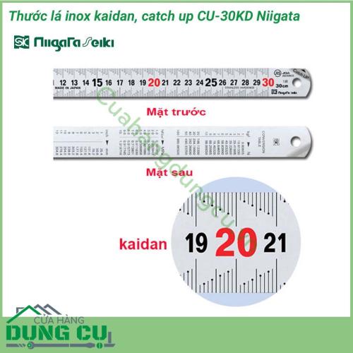 Thước lá inox kaidan, catch up 30cm CU-30KD Niigata được sản xuất trên dây chuyền hiện đại của Nhật, nó đảm bảo chắc chắn, cứng cáp giúp thực hiện đo kích thước chiều dài, đánh dấu hay vẽ đường thẳng…