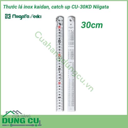 Thước lá inox kaidan, catch up 30cm CU-30KD Niigata được sản xuất trên dây chuyền hiện đại của Nhật, nó đảm bảo chắc chắn, cứng cáp giúp thực hiện đo kích thước chiều dài, đánh dấu hay vẽ đường thẳng…