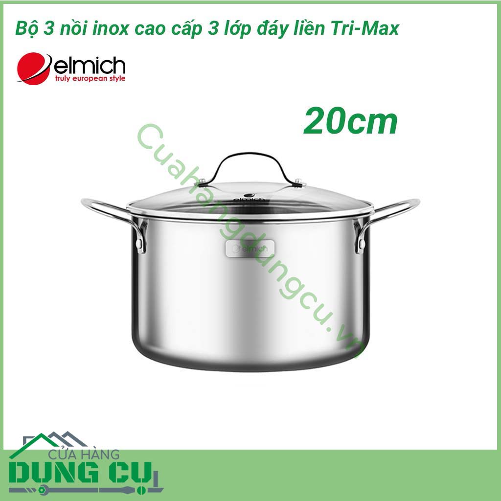 Bộ nồi inox cao cấp 3 lớp Tri-Max size 16cm, 20cm, 24cm được làm bằng chất liệu cao cấp với lớp trong cùng là inox 304 tiêu chuẩn dành riêng cho thực phẩm, không gỉ, chống bám bẩn tối ưu, an toàn cho sức khỏe.