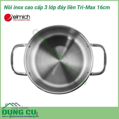 Nồi inox cao cấp 3 lớp đáy liền Tri-Max 16cm được làm bằng chất liệu cao cấp với lớp trong cùng là inox 304 tiêu chuẩn dành riêng cho thực phẩm, không gỉ, chống bám bẩn tối ưu, an toàn cho sức khỏe.