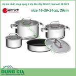 Bộ nồi chảo 3 lớp liền đáy Elmich Diamond size 16, 20, 24, 26cm EL3329