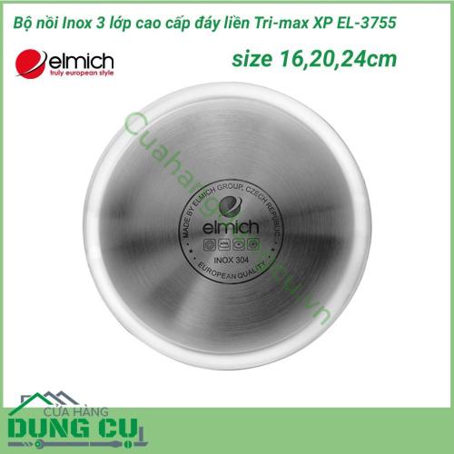 Bộ nồi Inox 3 lớp cao cấp đáy liền Tri-max XP EL-3755 size 16,20,24cm được làm bằng chất liệu inox cao cấp dành riêng cho thực phẩm. Inox 304 hoàn toàn không phản ứng với thức ăn, có khả năng chống bám bẩn tối ưu và tuyệt đối an toàn cho sức khỏe