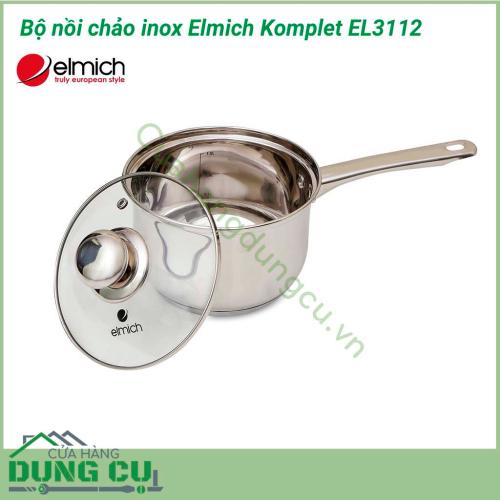 Bộ nồi chảo inox Elmich Komplet EL3112 được làm bằng chất liệu inox không gỉ, chắc chắn. Với cấu tạo 5 lớp đáy chống ăn mòn cao và không tác dụng với thức ăn, không thôi nhiễm, giải phóng các chất độc hại cho sức khỏe.