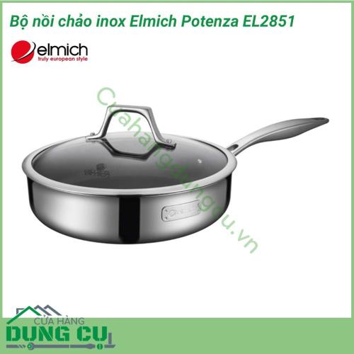 Bộ nồi chảo inox Elmich Potenza EL2851 với cấu trúc 3 lớp chắc chắn, đảm bảo truyền nhiệt tối ưu. Bộ sản phẩm không thể thiếu cho căn bếp của gia đình bạn.