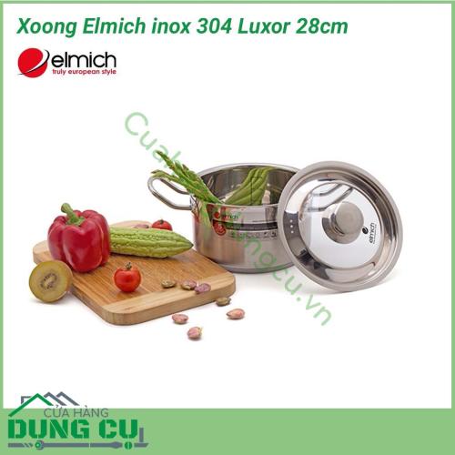 Xoong Elmich inox 304 Luxor 28cm làm bằng chất liệu thép không gỉ, cấu tạo 5 lớp đáy chắc chắn, độ bền cao.