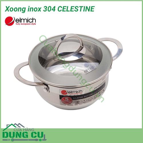 Xoong inox 304 CELESTINE 22cm Thiết kế tiêu chuẩn chất lượng Châu Âu Inox 304 cao cấp, an toàn cho sức khỏe. Xoong được cấu tạo 5 lớp đáy giúp chuyền và gữi nhiệt hiệu quả. Sản phẩm tích kiệm năng lượng, sử dụng được trên tất cả các loại bếp.