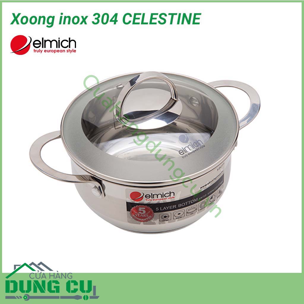 Xoong inox 304 CELESTINE 18cm Thiết kế tiêu chuẩn chất lượng Châu Âu Inox 304 cao cấp, an toàn cho sức khỏe. Xoong được cấu tạo 5 lớp đáy giúp chuyền và gữi nhiệt hiệu quả. Sản phẩm tích kiệm năng lượng, sử dụng được trên tất cả các loại bếp.