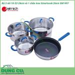 Bộ 3 nồi 18cm, 22cm, 26cm và 1 chảo inox Smartcook 26cm SM1497