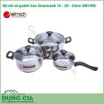 Bộ nồi và quánh inox Smartcook 16cm, 20cm, 24cm SM1496