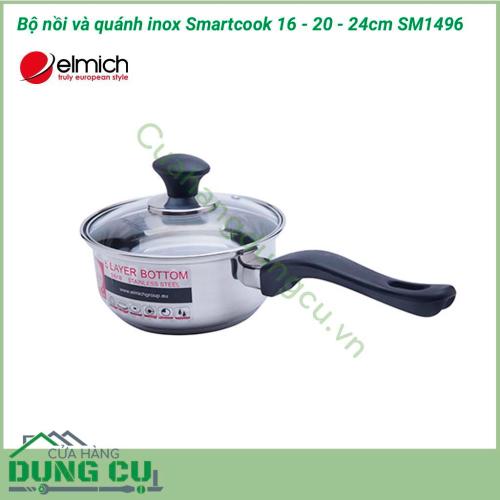 Bộ nồi và quánh inox Smartcook 16cm, 20cm, 24cm SM1496 được làm hoàn toàn từ inox 304 cao cấp có tác dụng chống oxy hóa rất tốt, chất liệu này sẽ giữ cho thực phẩm tươi ngon như ban đầu và không sản sinh ra những chất có hại.