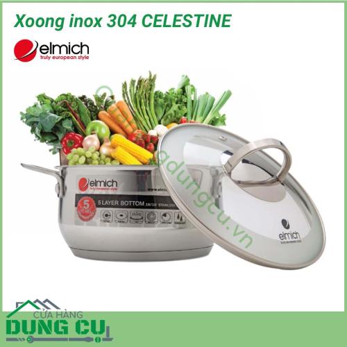 Xoong inox 304 CELESTINE 24cm Thiết kế tiêu chuẩn chất lượng Châu Âu Inox 304 cao cấp, an toàn cho sức khỏe. Xoong được cấu tạo 5 lớp đáy giúp chuyền và gữi nhiệt hiệu quả. Sản phẩm tích kiệm năng lượng, sử dụng được trên tất cả các loại bếp.