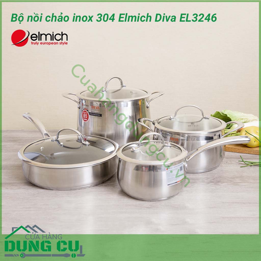 Bộ nồi - chảo - quánh inox 304 Elmich Diva EL3246