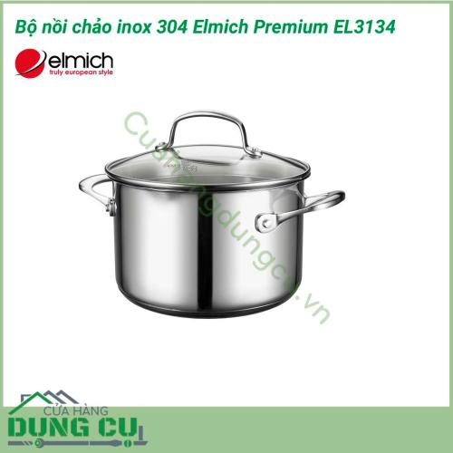 Bộ nồi chảo inox 304 Elmich Premium EL3134 là bộ sản phẩm dành cho căn bếp nhà bạn với đầy đủ các loại nồi, chảo có các kích cỡ khác nhau, đáp ứng nhu cầu nấu nướng của nhà 4 - 5 người. Đây cũng là món quà tân gia rất ý nghĩa cho bạn bè, người thân. 