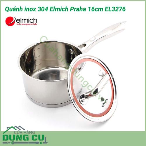 Quánh inox 304 Elmich Praha 16cm EL3276 được làm bằng chất liệu Inox 304 cao cấp có khả năng chống gỉ, chống ăn mòn, dễ lau chùi , đảm bảo an toàn tuyệt đối khi không thôi nhiễm các chất độc hại ở nhiệt độ cao, mang đến sự yên tâm cho người sử dụng.