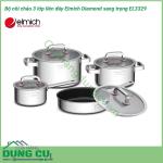 Bộ nồi chảo sang trọng 3 lớp liền đáy Elmich Diamond EL3329