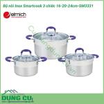 Bộ nồi inox Smartcook 3 chiếc cỡ 16cm, 20cm, 24cm-SM3331
