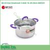 Bộ nồi inox Smartcook 3 chiếc cỡ 16cm, 20cm, 24cm-SM3331 làm bằng inox 201 hay thép không gỉ 18/8 không tác dụng với thức ăn, không thôi nhiễm giải phóng các chất có hại cho sức khỏe.