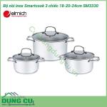 Bộ nồi inox Smartcook 3 chiếc cỡ 18-20-24cm SM3330