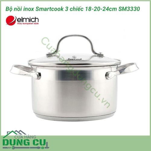 Bộ nồi inox Smartcook 3 chiếc cỡ 18-20-24cm SM3330 sỡ hữu thiết kế sang trọng và hiện đại, sử dụng được trên tất cả các loại bếp. Bên cạnh đó, bộ sản phẩm được làm từ chất liệu inox bền, đẹp, truyền nhiệt và giữ nhiệt tối ưu, an toàn cho sức khỏe.