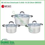 Bộ nồi inox Smartcook 3 chiếc cỡ 16cm, 20cm, 24cm-SM3332