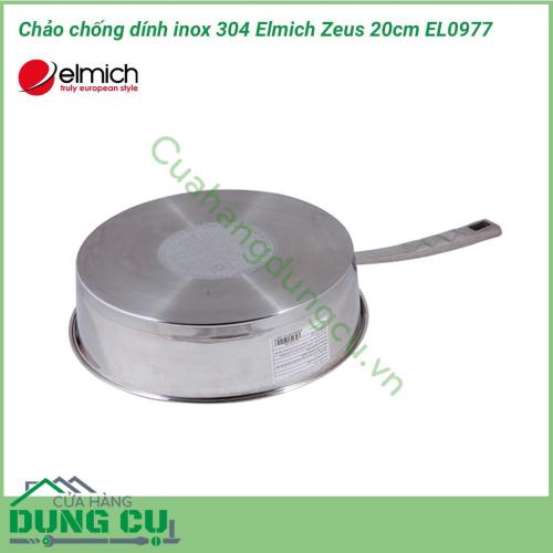 Chảo chống dính inox 304 Elmich Zeus 20cm EL0977 được làm từ chất liệu inox 304 cao cấp, bền đẹp; thiết kế hiện đại với tay cầm dài chống nóng, nắp đậy bằng kính cường lực trong suốt. 