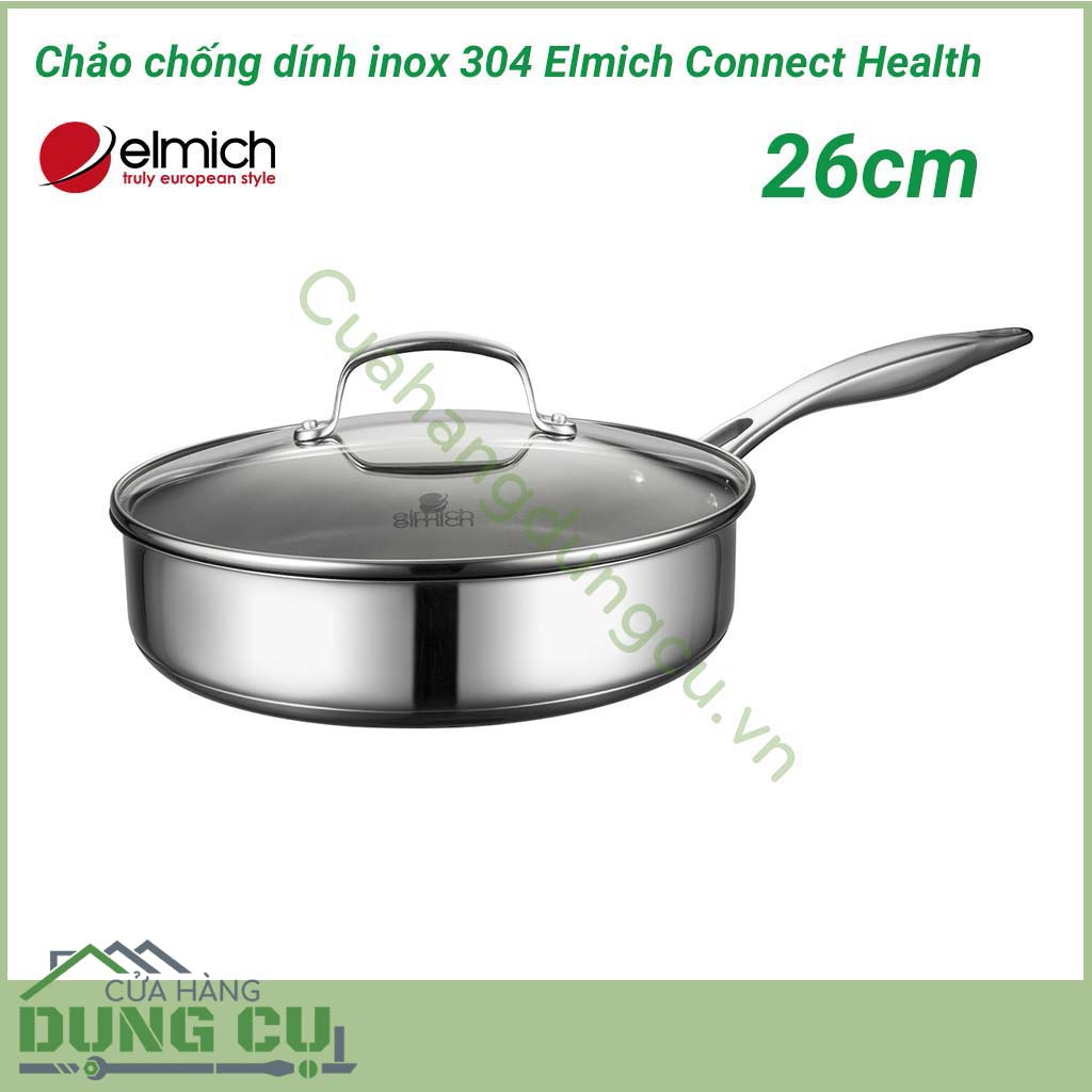 Chảo chống dính inox 304 Elmich Connect Health 26cm EL3142