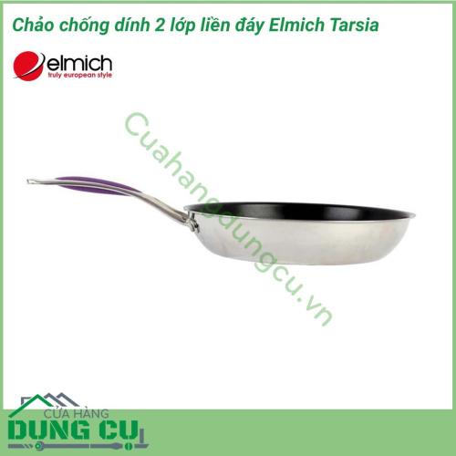 Chảo chống dính 2 lớp liền đáy Elmich Tarsia 28cm EL2373 được làm bằng nhôm bên ngoài phủ lớp inox bền bỉ, sáng bóng, hạn chế được các vết bám bẩn và việc vệ sinh lau chùi cũng nhanh chóng và dễ dàng