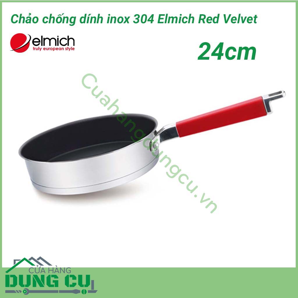 Chảo chống dính inox 304 Elmich Red Velvet 24cm EL3250
