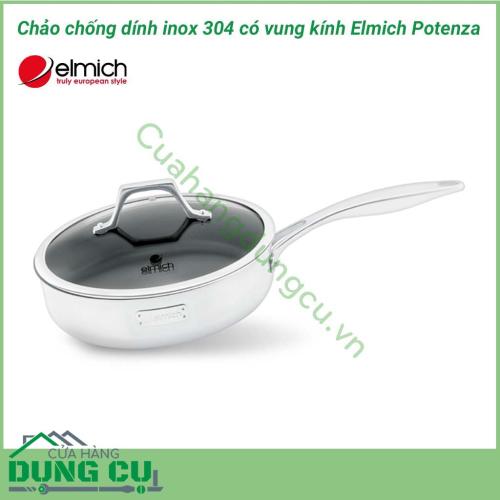 Chảo chống dính inox 304 có vung kính Elmich Potenza 24cm EL3257 được làm bằng inox 304 cao cấp, bền đẹp, chống ăn mòn. Chất liệu inox chống gỉ sét, chịu nhiệt tốt và dễ dàng vệ sinh khi bị bám bẩn, đảm bảo an toàn cho sức khỏe.