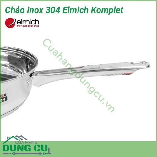 Chảo inox 304 Elmich Komplet 28cm EL3139 được làm từ inox 304, chống ăn mòn cao, không tác dụng với thức ăn, không thôi nhiễm, giải phóng các chất độc hại, đảm bảo an toàn cho sức khỏe người sử dụng.