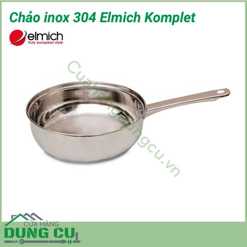 Chảo inox 304 Elmich Komplet 28cm EL3139 được làm từ inox 304, chống ăn mòn cao, không tác dụng với thức ăn, không thôi nhiễm, giải phóng các chất độc hại, đảm bảo an toàn cho sức khỏe người sử dụng.