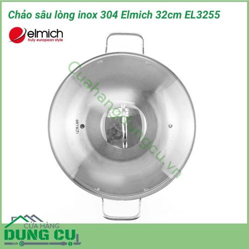 Chảo sâu lòng inox 304 Elmich 32cm EL3255 được làm từ Inox 304, chống ăn mòn cao, không tác dụng với thức ăn, không thôi nhiễm, giải phóng các chất độc hại, tuyệt đối an toàn cho sức khỏe