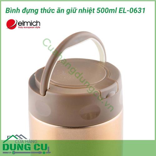 Bình đựng thức ăn giữ nhiệt 500ml EL-0631 thiết kế đơn giản, nhỏ gọn dễ dàng cất giữ trong tủ lạnh và mang theo bên mình .