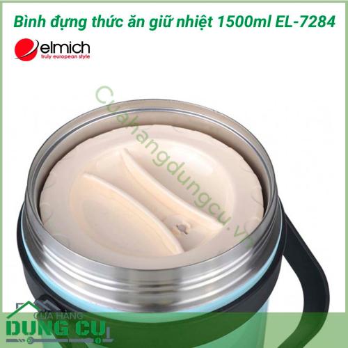 Bình đựng thức ăn giữ nhiệt 1500ml EL-7284 có khả năng giữ nhiệt cực tốt, giúp cho đồ ăn thức uống luôn thơm ngon, nóng sốt. Bình được làm từ chất liệu inox cao cấp, có độ bền cao và hợp vệ sinh, đảm bảo an toàn sức khỏe người dùng.